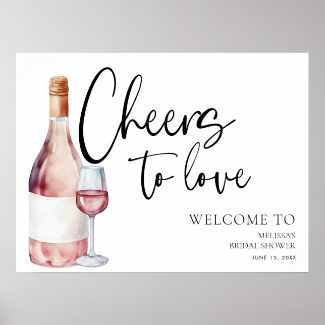Wine Cocktail Bridal Shower Welcome Sign (Front)