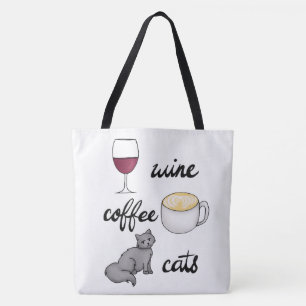 Wine Coffee Cats Tote