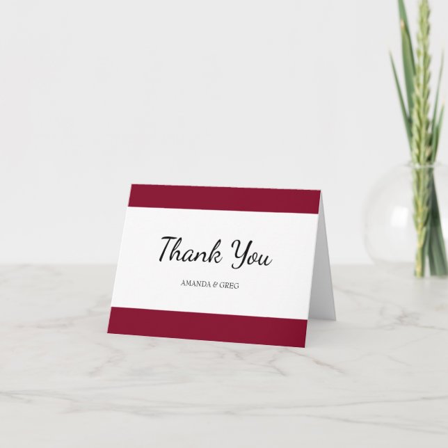 Wine Color Stripe Thank Card (Front)