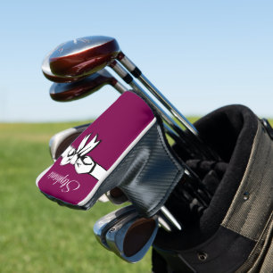 Wine Colored with White Bow Personalized Golfing Golf Head Cover