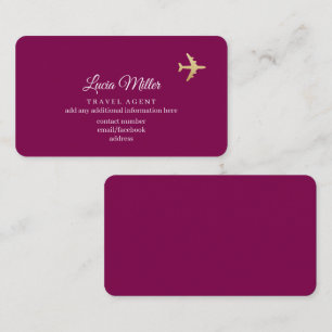 Wine-Colour Business Card for a Travel Agent