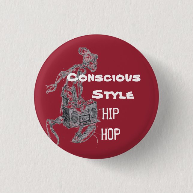 Wine colour Conscious Style Hip Hop button (Front)