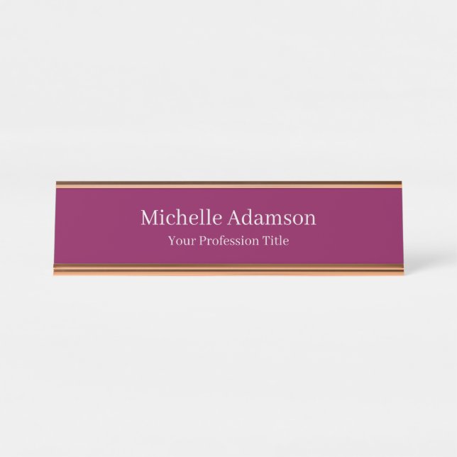 Wine Colour Professional Plain Modern Desk Name Plate (Front)