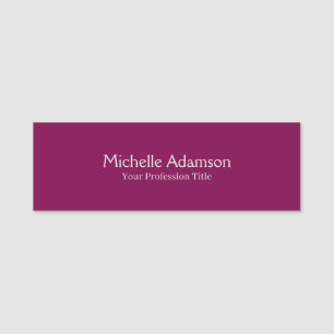 Wine Colour Professional Plain Modern Name Tag