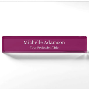 Wine Colour Professional Plain Modern Nameplate