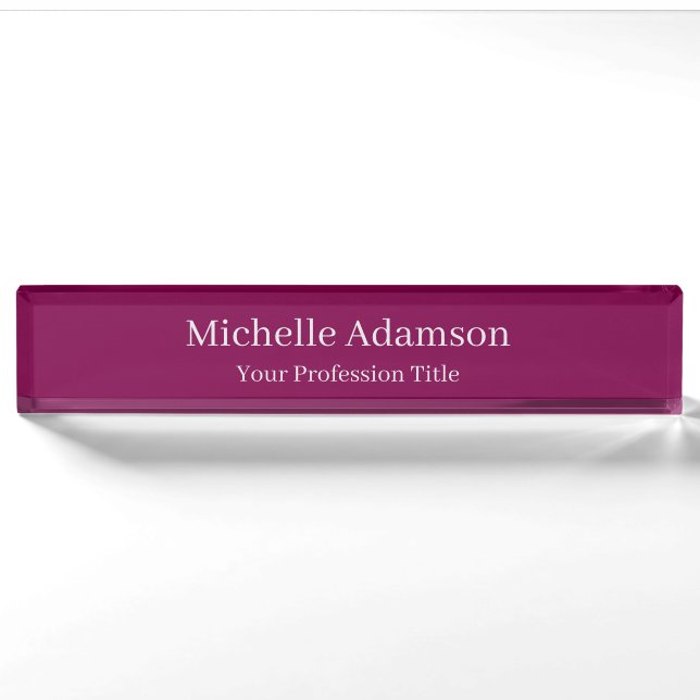 Wine Colour Professional Plain Modern Nameplate (Front)