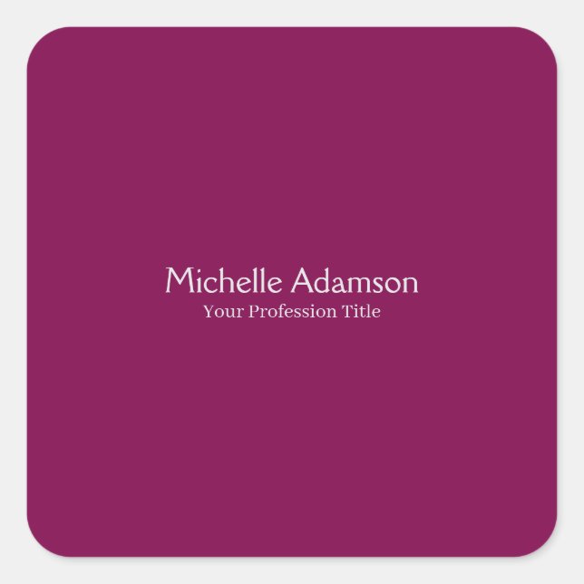 Wine Colour Professional Plain Modern Square Sticker (Front)