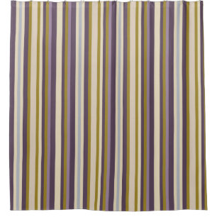 Wine Coloured Blue Purple Gold Vertical Stripe Shower Curtain