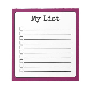 Wine Coloured Retro Custom Checklist Lined Notepad