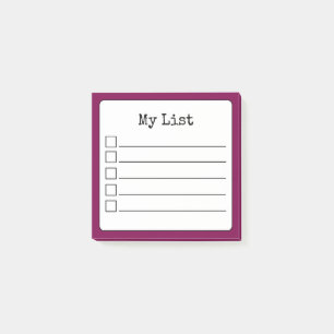 Wine Coloured Retro Lined Checklist Post-it Notes