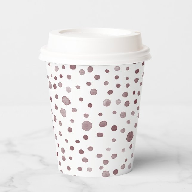 Wine Confetti Watercolor Dots Paper Cup (Front)