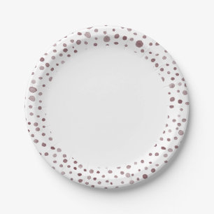 Wine Confetti Watercolor Dots Paper Plate