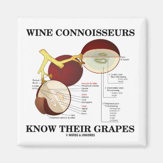 Wine Connoisseurs Know Their Grapes (Humour) Magnet