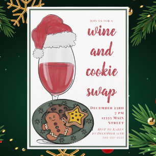 Wine & Cookie Swap Christmas Party Invitation