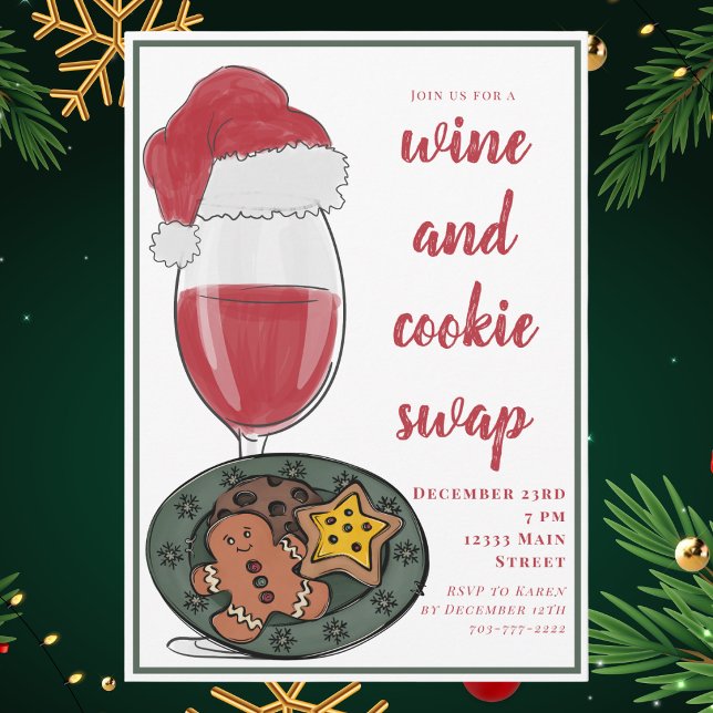 Wine & Cookie Swap Christmas Party  Invitation (Creator Uploaded)