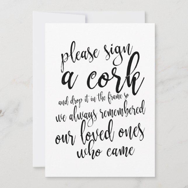 Wine Cork Guest Book Affordable Wedding Sign (Front)
