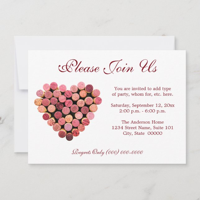 Wine Cork Heart Invitations (Front)