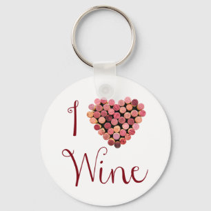 Wine Cork Heart Keychain