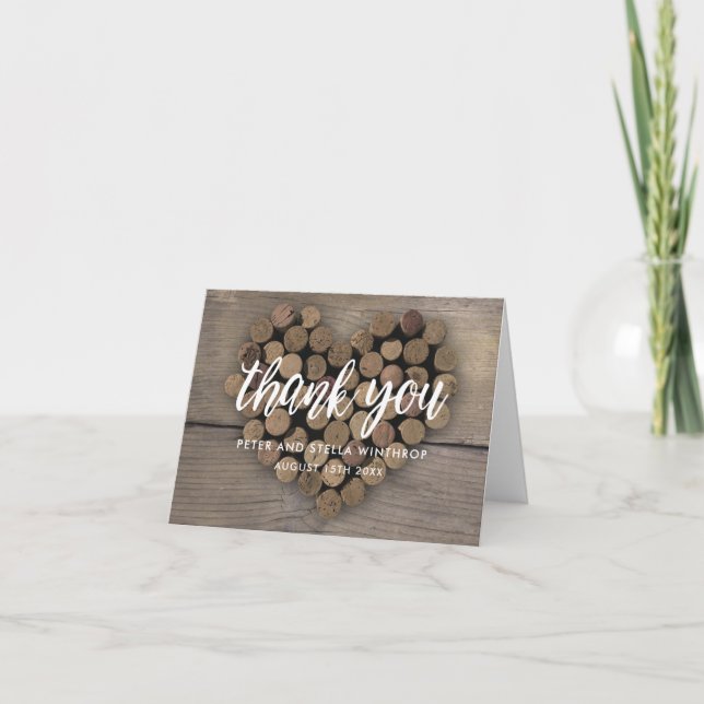 Wine Cork Heart Thank You notes (Front)