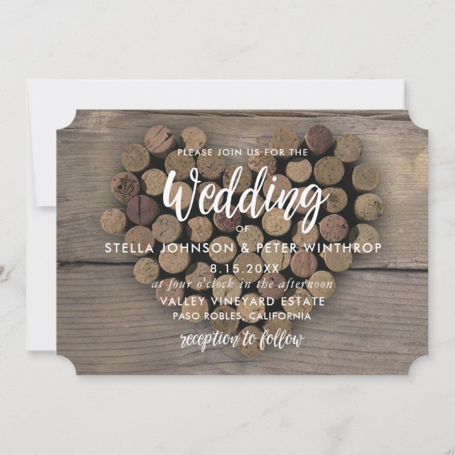 Wine Cork Heart Wedding Invite (Front)