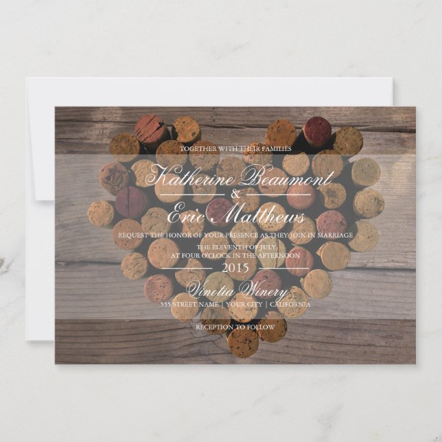 Wine Cork Rustic Wedding Invitation (Front)