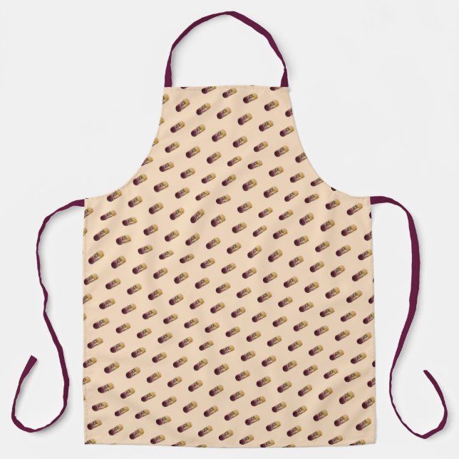 Wine cork watercolor front apron (Front)