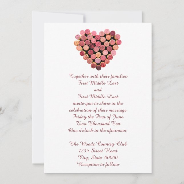 Wine Corks Heart Wedding Invitations (Front)