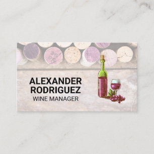 Wine Corks on Wooden Table   Wine Bottles Business Card