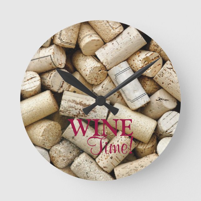 Wine Corks-Wine Time! Round Clock (Front)