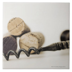 Wine corks with corkscrew tile