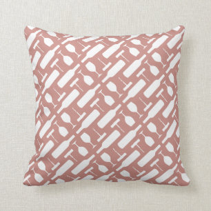 Wine Corkscrew Glass Pattern Terra Cotta Cushion