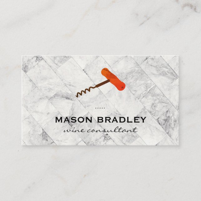 Wine Corkscrew | Marble Tile Business Card (Front)