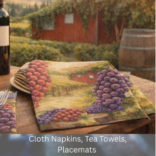 Wine Country Harvest Grapes Tea Towel – Vineyard 