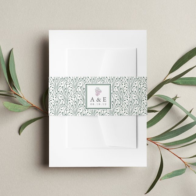 Wine Country | Monogram Wedding Invitation Belly Band (Creator Uploaded)