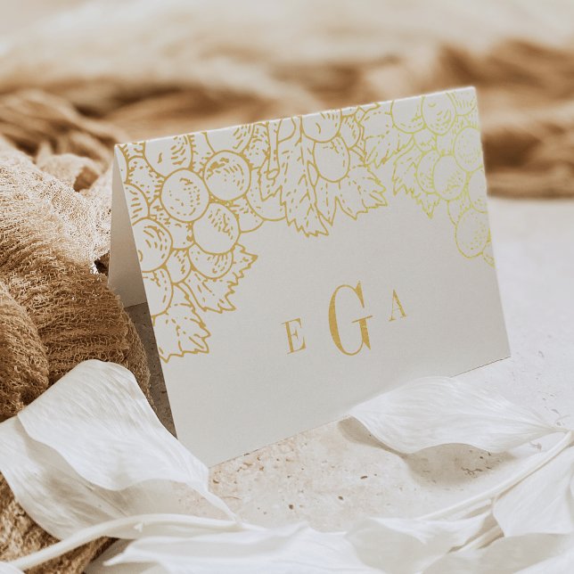 Wine Country Monogrammed Gold Foil Stationery Card (Creator Uploaded)