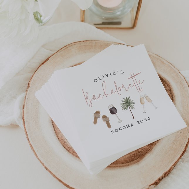 Wine Country Personalised Bachelorette Party Napkin (Creator Uploaded)