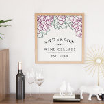 Wine Country | Personalised Home Wine Cellar Print<br><div class="desc">Upgrade your vino experience with this personalised art print featuring an arbor of grapes and grape leaves in a rustic vintage etched style. Personalise with your family name,  "wine cellars" and year established. A unique and thoughtful gift for newlyweds,  new homeowners and any wine lover!</div>