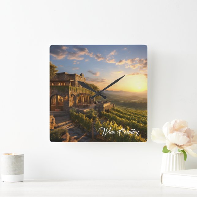 Wine Country Square Wall Clock (Home)