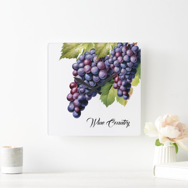 Wine Country Square Wall Clock (Home)