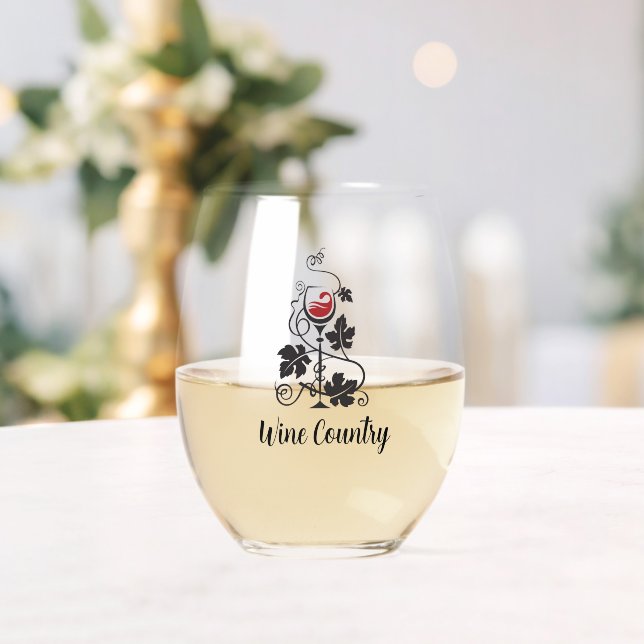 Wine Country Stemless Wine Glass (Insitu (Wedding))