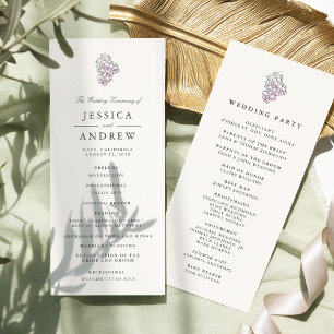 Wine Country Wedding Ceremony Program Programme