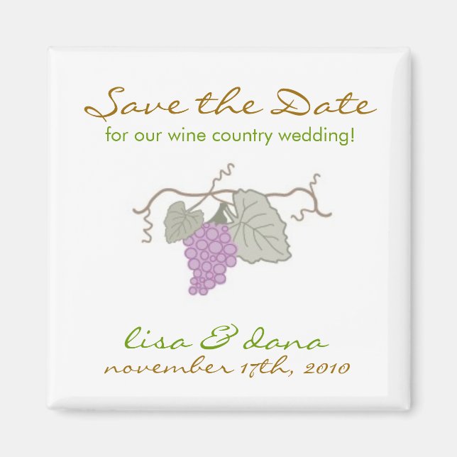 Wine Country Wedding grape vine Magnet (Front)