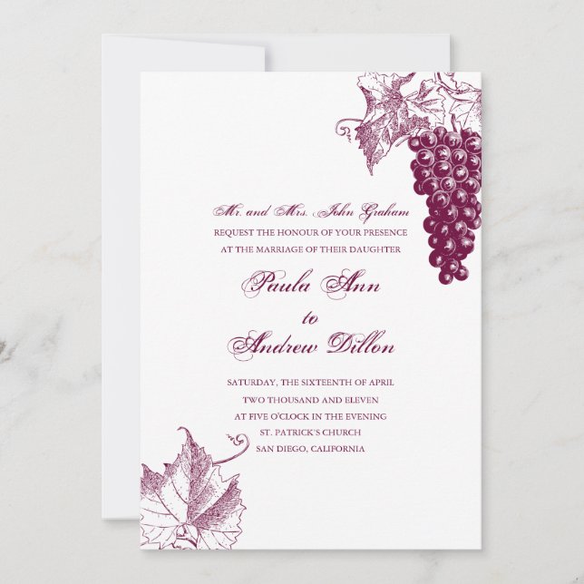 Wine Country Wedding Invitation (Front)