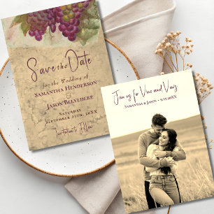 Wine Country Wedding Save the Date Sepia Photo