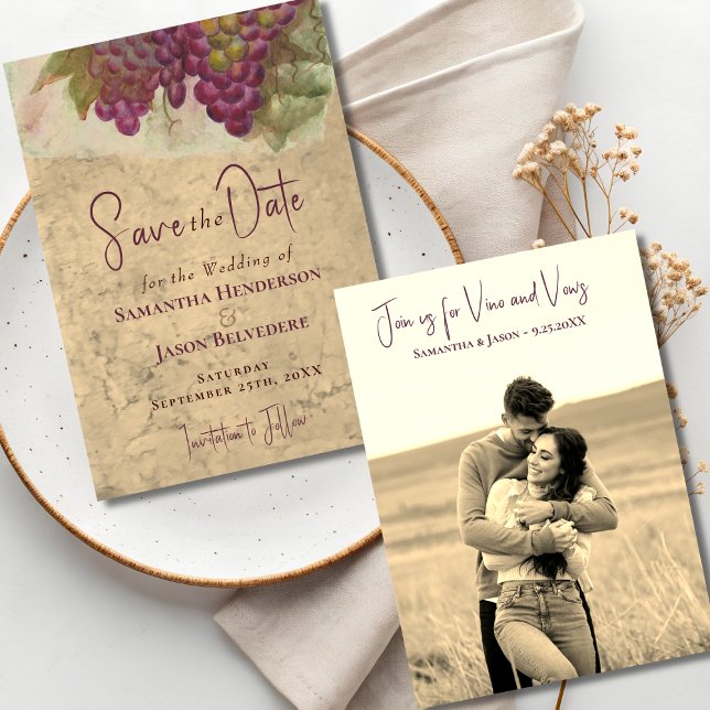 Wine Country Wedding Save the Date Sepia Photo (Creator Uploaded)