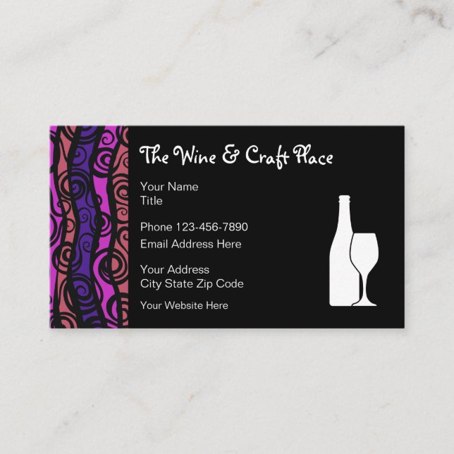 Wine Craft And Arts Theme Business Card (Front)
