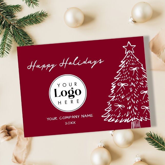Wine Custom Logo Christmas Business Thank You Card (Creator Uploaded)