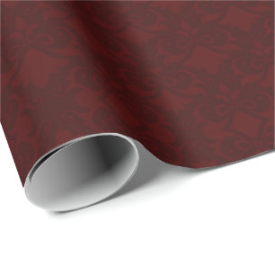 Wine Damask Bows Wrapping Paper