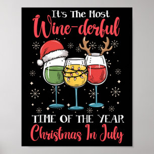 Wine-derful Christmas In July Holiday Summer Beach Poster