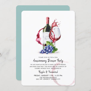 Wine & Dinner Occassion Anniversary  Invitation